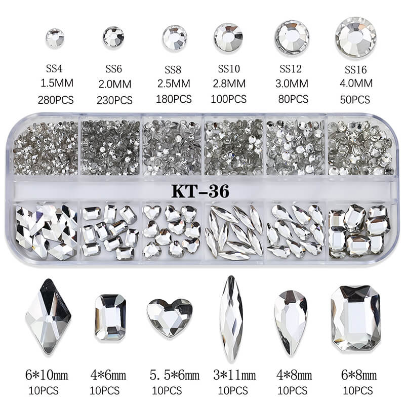 6 color nails decoration diy crystal rhinestones art nail gems