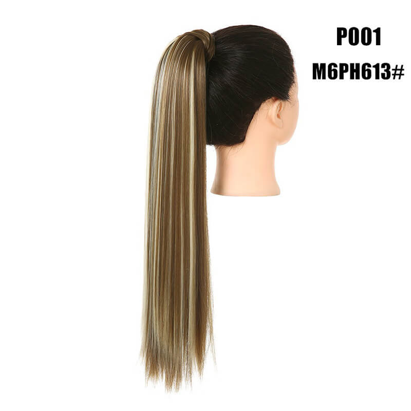 Wigs velcro ponytail matte silk long straight hair wrapped wig 23.6 inch