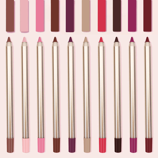 15 Color Matte Lip Liner Gold Lip Pencil Waterproof High Pigmented Vegan