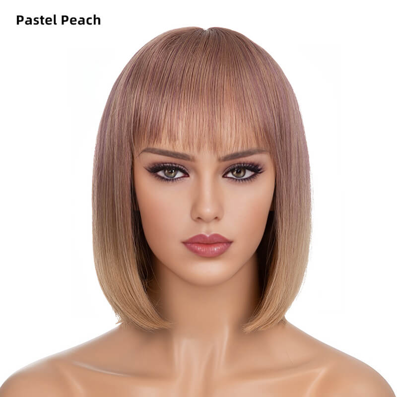 Wigs short straight hair bobo head air bangs whole wig headgear