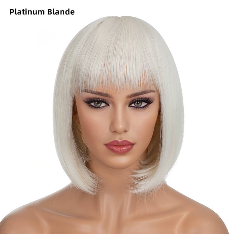 Wigs short straight hair bobo head air bangs whole wig headgear