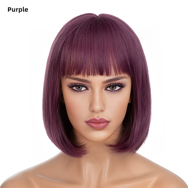 Wigs short straight hair bobo head air bangs whole wig headgear