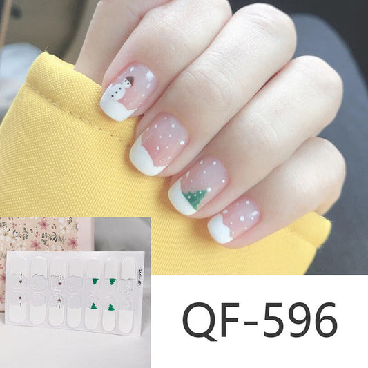 Cute nail stickers tear-off nail christmas manicure patch waterproof