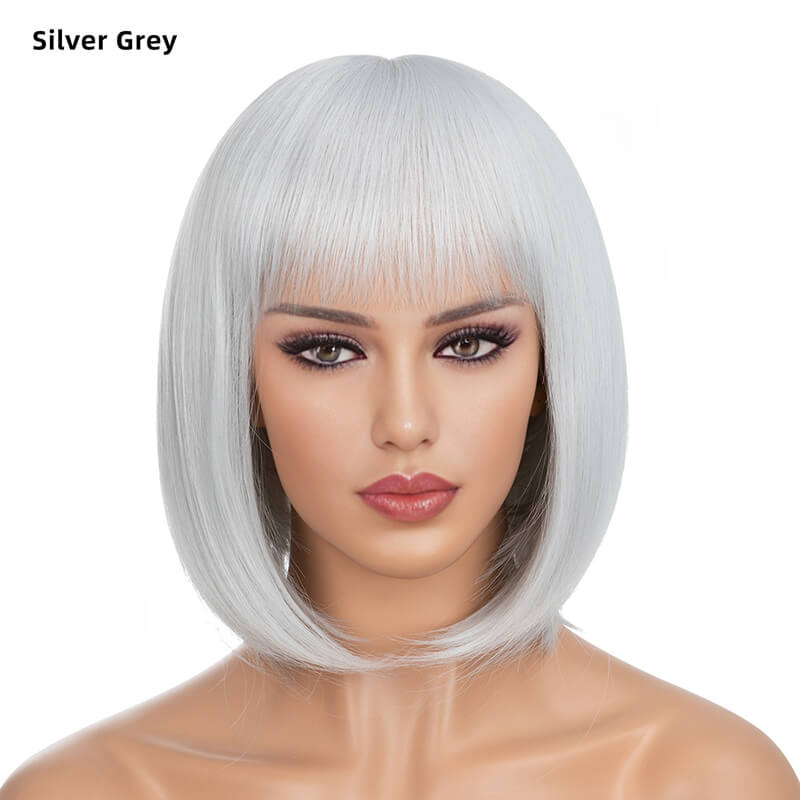 Wigs short straight hair bobo head air bangs whole wig headgear