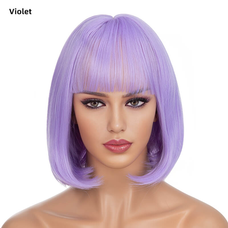 Wigs short straight hair bobo head air bangs whole wig headgear