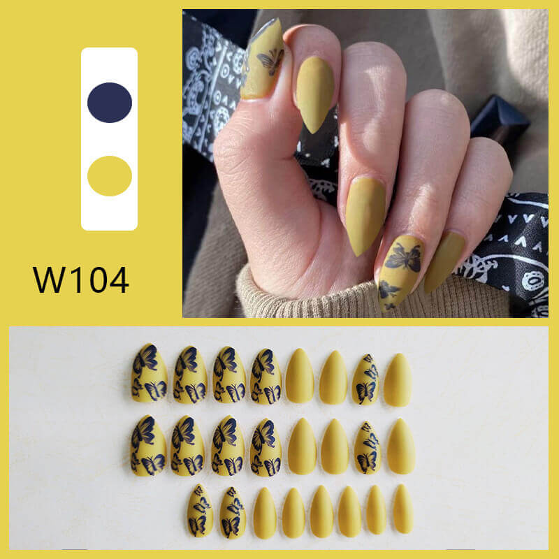 Press on nails long ballet false nails french butterfly diversified