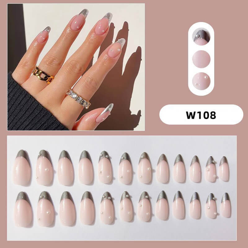 Press on nails long ballet false nails french butterfly diversified