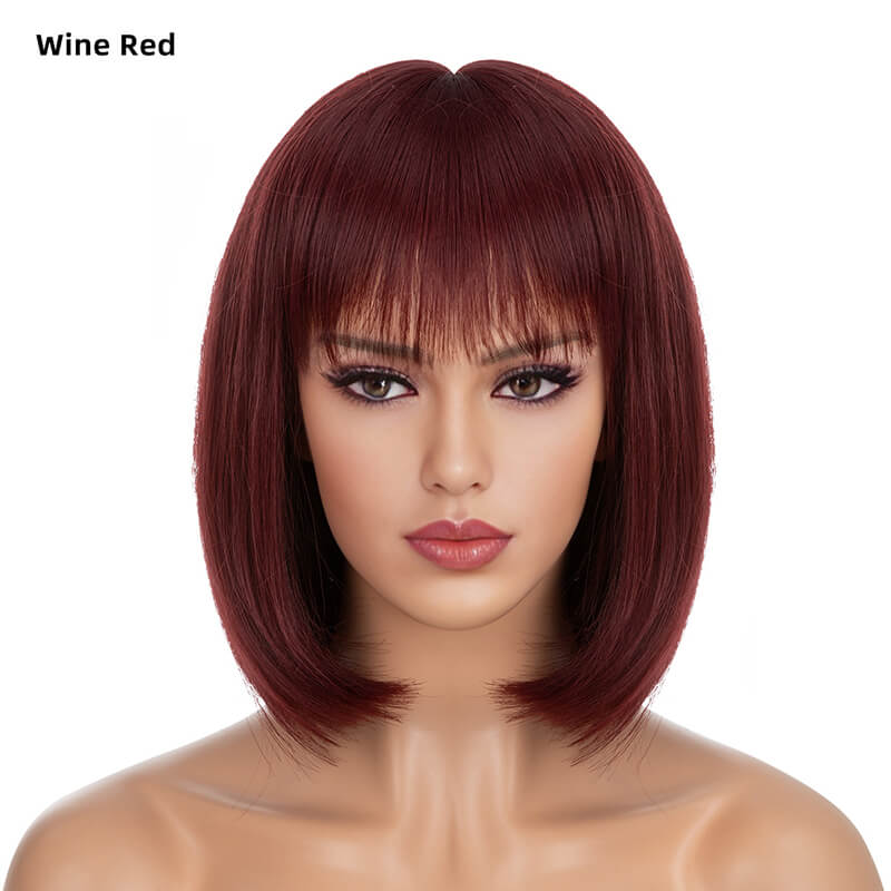 Wigs short straight hair bobo head air bangs whole wig headgear