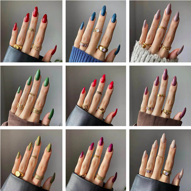 Wearable press on nails solid color nail pieces nail art nail patches