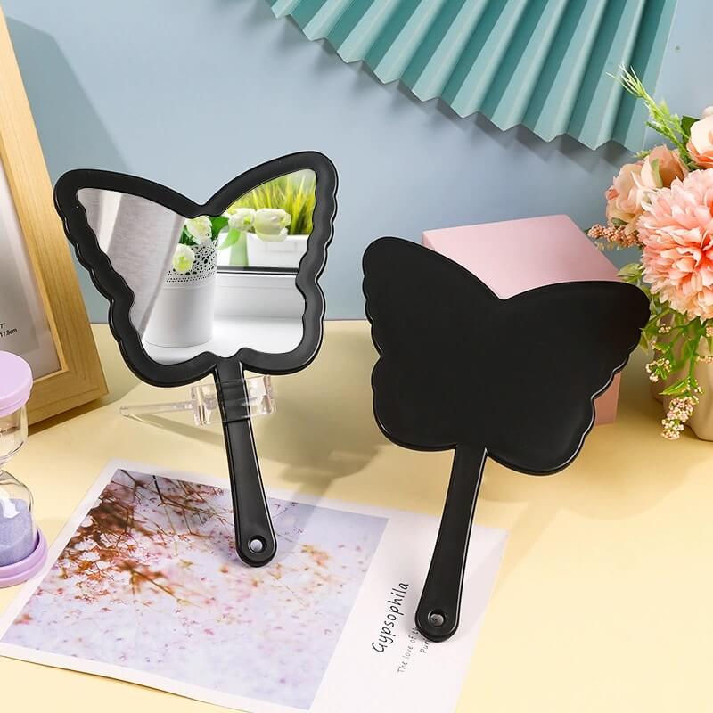 4 color butterfly-shaped handheld makeup mirror portable HD small mirror 20*14cm