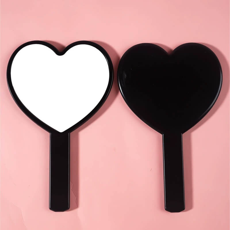 4 Color Heart-Shaped Makeup Mirror Love Handheld Portable Handle Mirror 16*10.5Cm