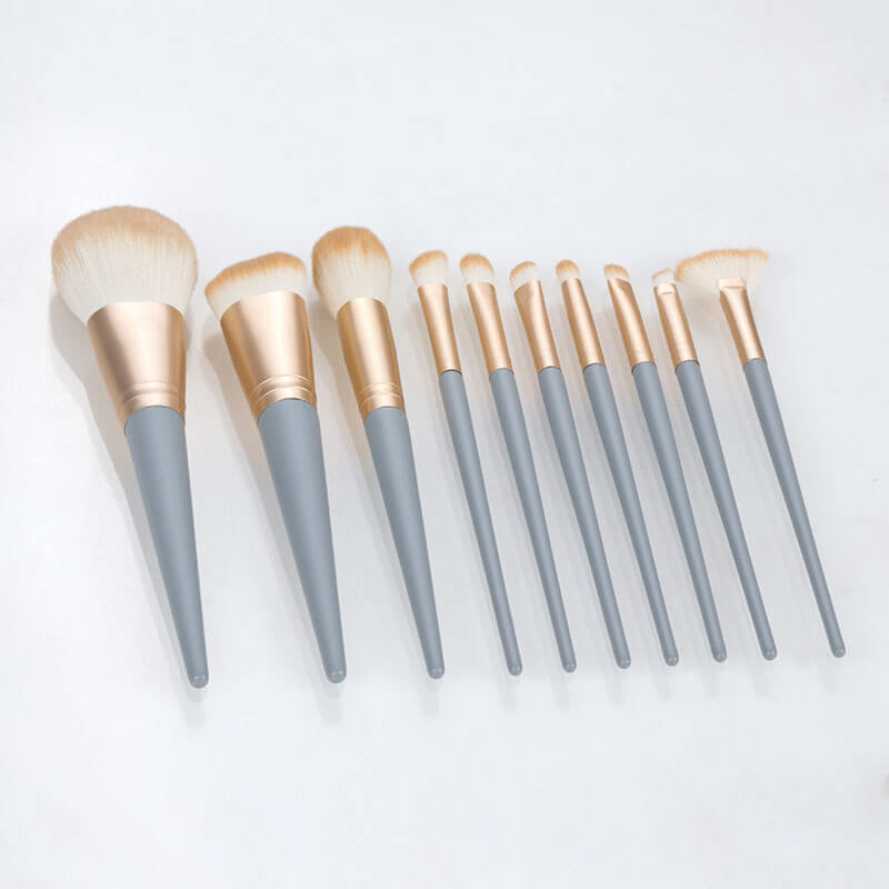 10 pcs blue makeup brush set soft brushes portable beauty tool