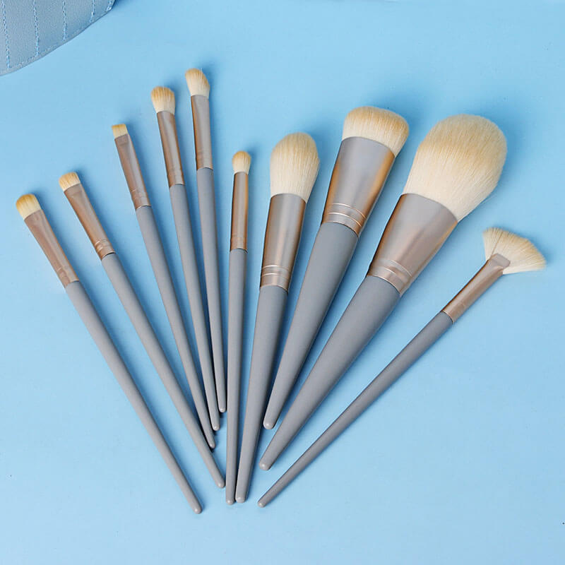 10 pcs blue makeup brush set soft brushes portable beauty tool