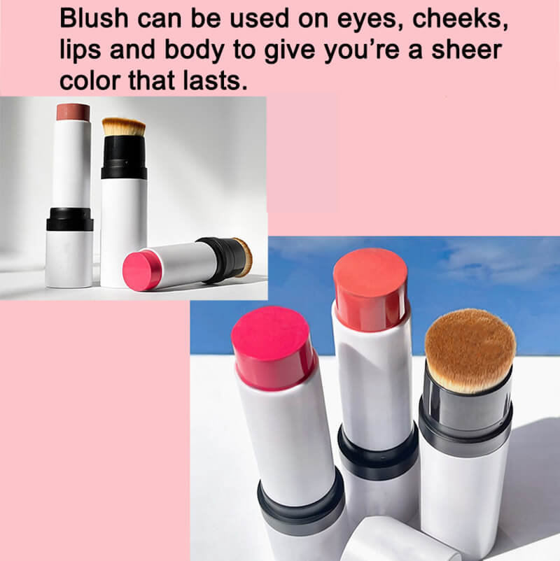 5 color cream blush stick double-ended blusher with brush waterproof