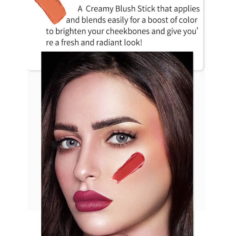 5 color cream blush stick double-ended blusher with brush waterproof
