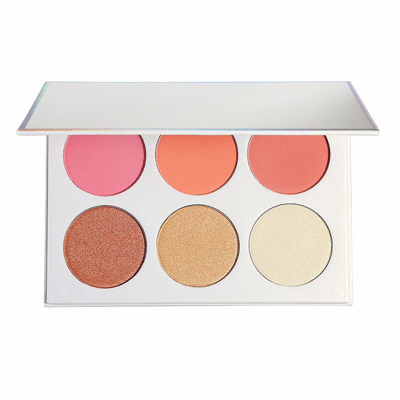 6 color blush palette highlighter brightening high pigmented vegan