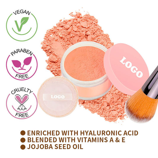 6-Color Blush Loose Powder Oil-Control Long-Lasting Waterproof Non-Caking Vegan