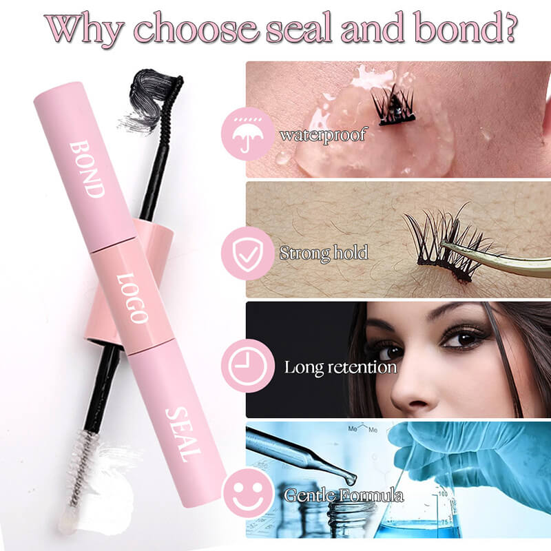 Double-ended mascara and eyelash glue bond seal waterproof strong glue