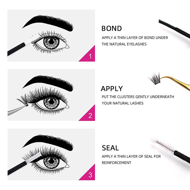 Double-ended mascara and eyelash glue bond seal waterproof strong glue