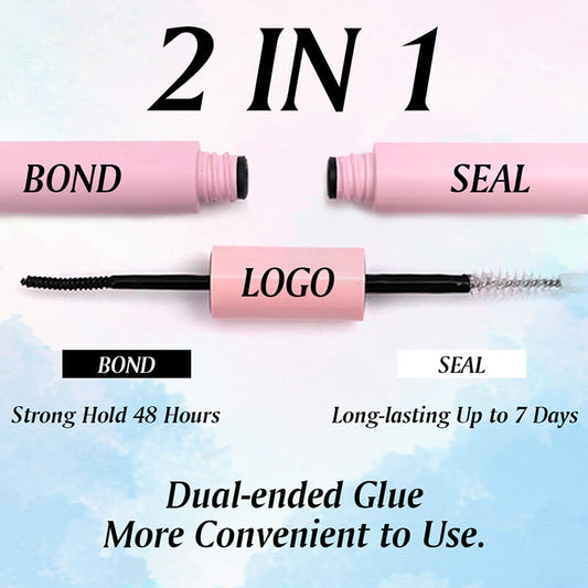 Double-ended mascara and eyelash glue bond seal waterproof strong glue
