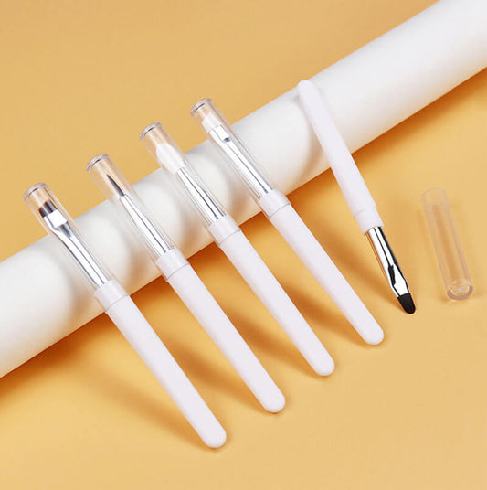 White makeup brush silicone lip eyebrow eyeliner brushes portable