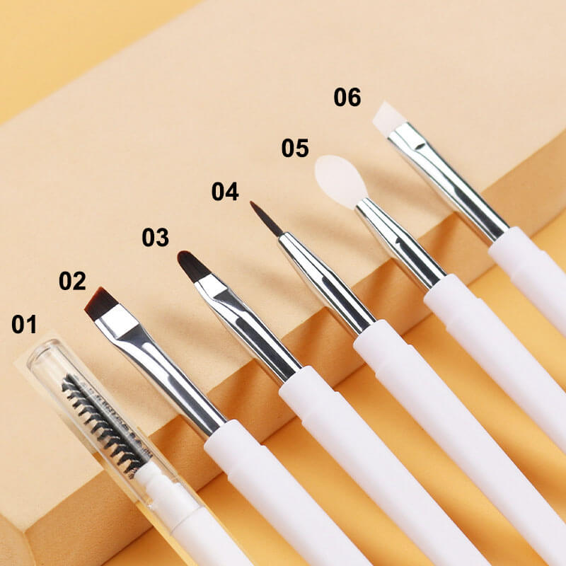 White makeup brush silicone lip eyebrow eyeliner brushes portable