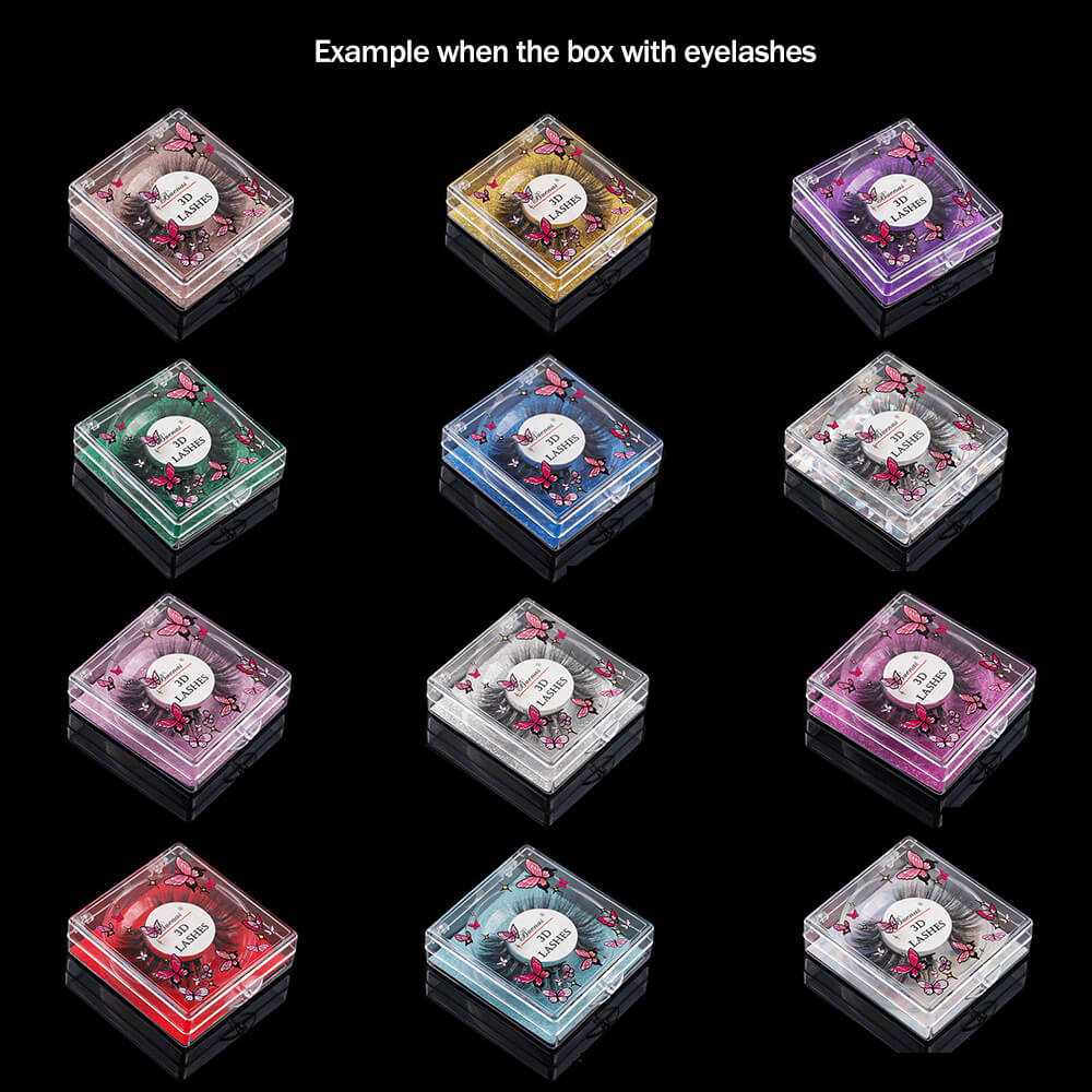12 color butterfly eyelash packaging box square new lash storage box