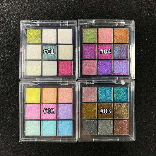 New 9 Color Chameleon Eyeshadow Palette Glitter Holographic Pearlescent Vegan