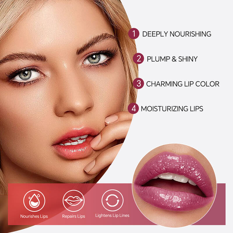 3 color lip oil glitter color change moisturizing lip essence oil