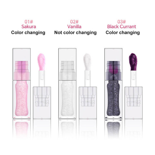 3 color lip oil glitter color change moisturizing lip essence oil