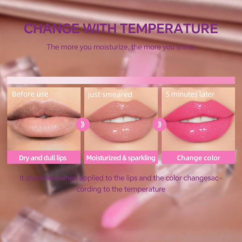 3 color lip oil glitter color change moisturizing lip essence oil