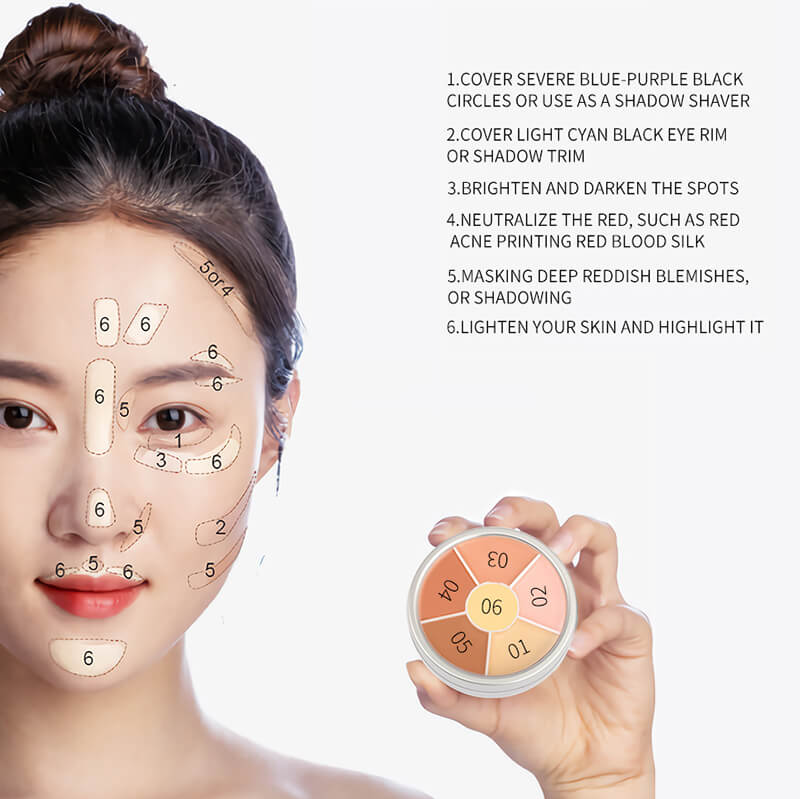 6 color concealer contour palette no-sticky full coverage moisturizing