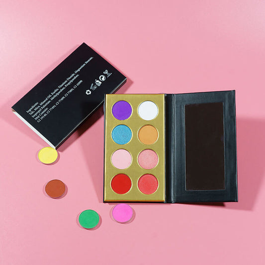 8 color DIY eyeshadow palette matte shimmer glitter high pigmented