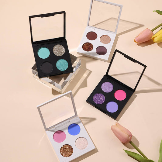 4 Color 26Mm Diy Eyeshadow Palette Waterproof High Pigmented Private Label