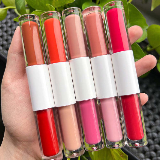 27-Color 2-in-1 DUO Lip Gloss Nude Shimmer with Double Heads Hot Selling