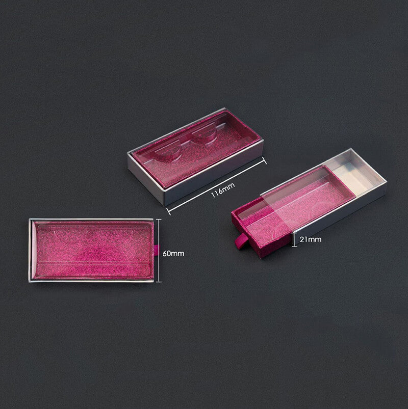 13 color empty eyelash box glitter pull-out lash packaging box with tray