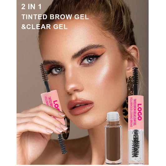 4-Color 2-in-1 Transparent Brow Gel Waterproof Long-Lasting Brow Mascara