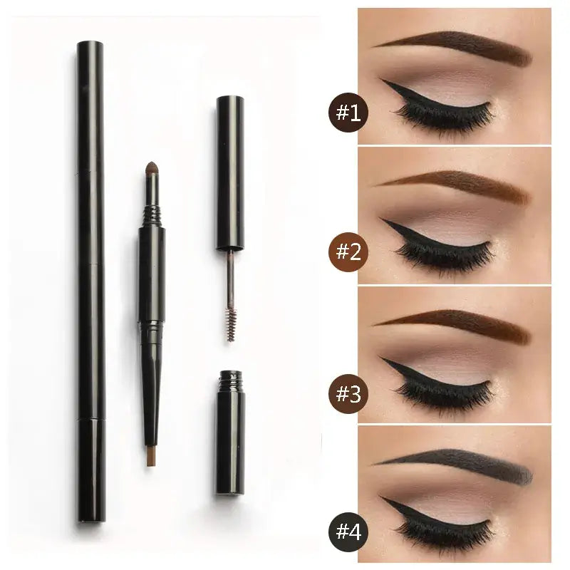 4 color eyebrow pencil 3 in 1 brow pen multi-function waterproof