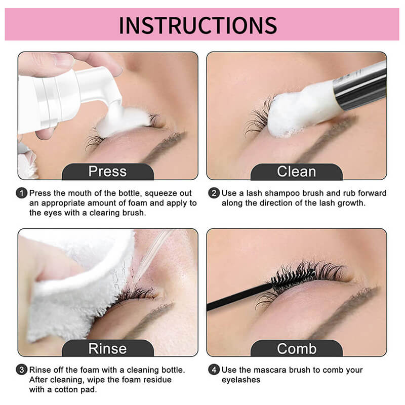 Eyelash shampoo kit cleaning eyebrow foam lash mousse lash wash vegan