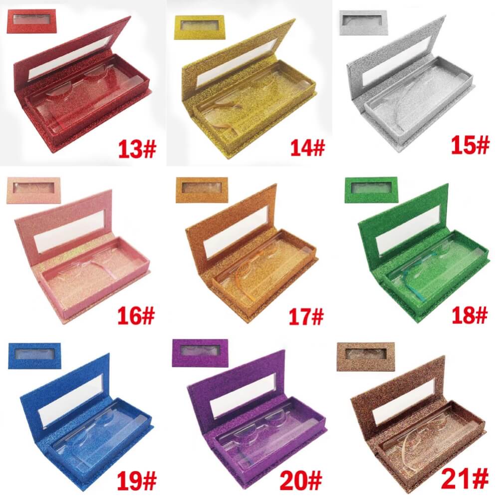 21 color eyelash box empty packaging rectangular window lid box
