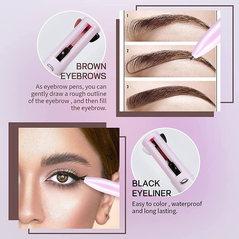 4 in 1 makeup pen eyebrow eyeliner lipliner highlighter pencil matte vegan