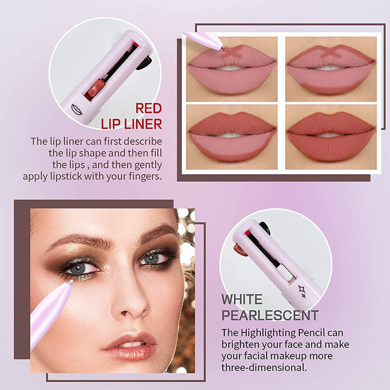 4 in 1 makeup pen eyebrow eyeliner lipliner highlighter pencil matte vegan