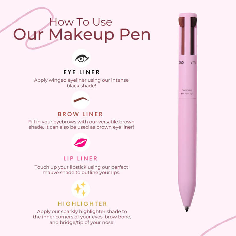4 in 1 makeup pen eyebrow eyeliner lipliner highlighter pencil matte vegan
