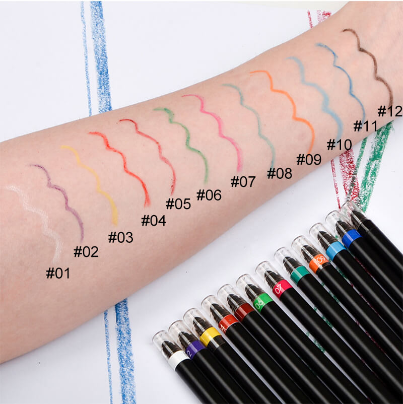 12 color eyeliner pencil rotating waterproof thin-tip long lasting