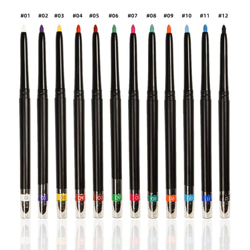 12 color eyeliner pencil rotating waterproof thin-tip long lasting