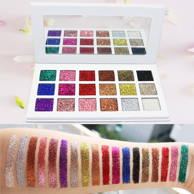 18 color glitter eyeshadow palette shinning high pigmented