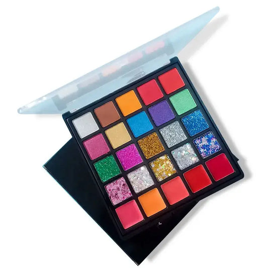 Palette de 25 fards à paupières vegan, kit complet pour festival et maquillage de scène