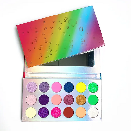 Palette de 18 fards à paupières aux couleurs lumineuses arc-en-ciel et waterproof