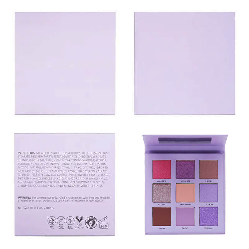 9 color eyeshadow palette high pigmented waterproof vegan