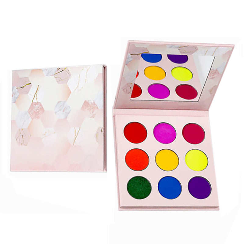 Palette de 9 fards à paupières mats nacrés rose hautement pigmenté